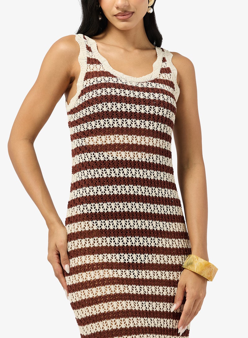 جينجر فستان شاطئ كروشيه مخطط - Image 3